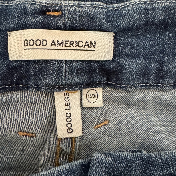 Women’s Good American dark wash distressed pockets skinny jeans Size 12/31 - Picture 3 of 4